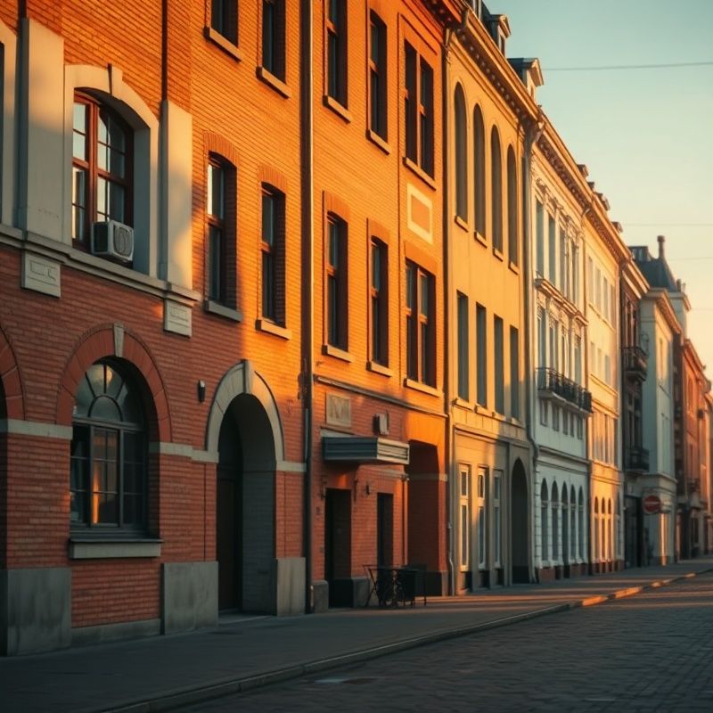 Ulica Piotrkowska w Łodzi o złotej godzinie
